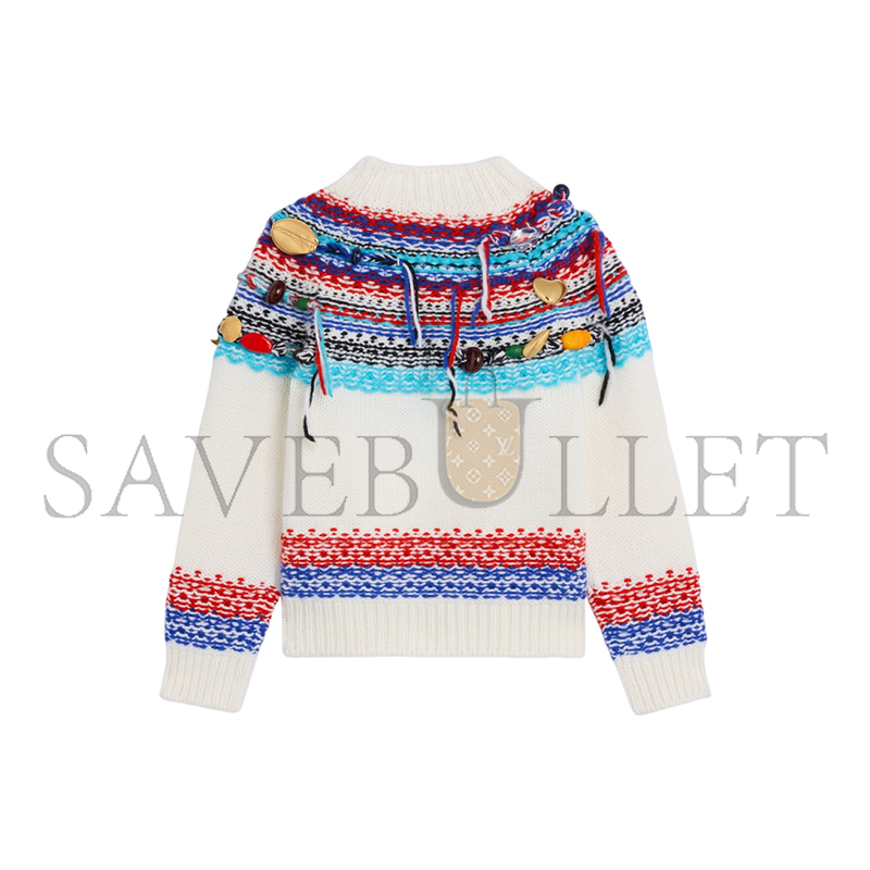CELINE CROPPED CREWNECK SWEATER IN FAIR ISLE WOOL RY0N10X92.01RL